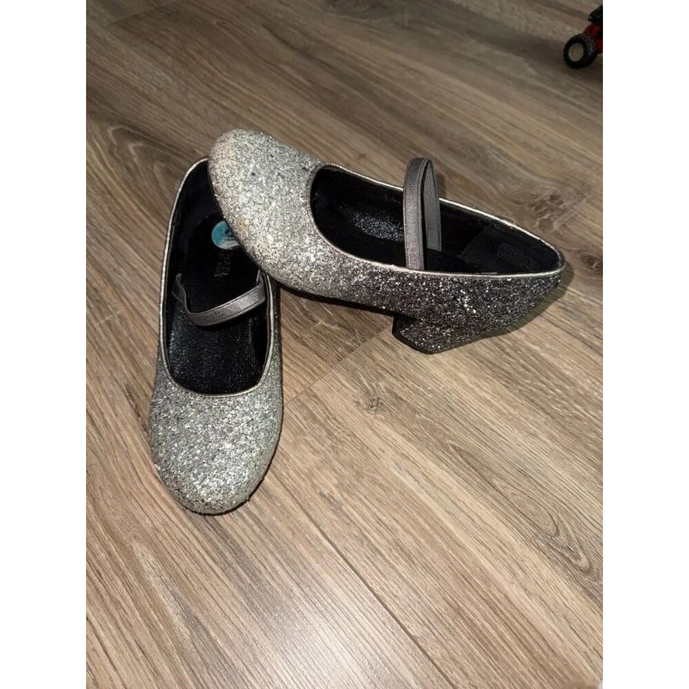 Michael Kors Girls Gradient Black Silver Glitter Chunk Heels 2